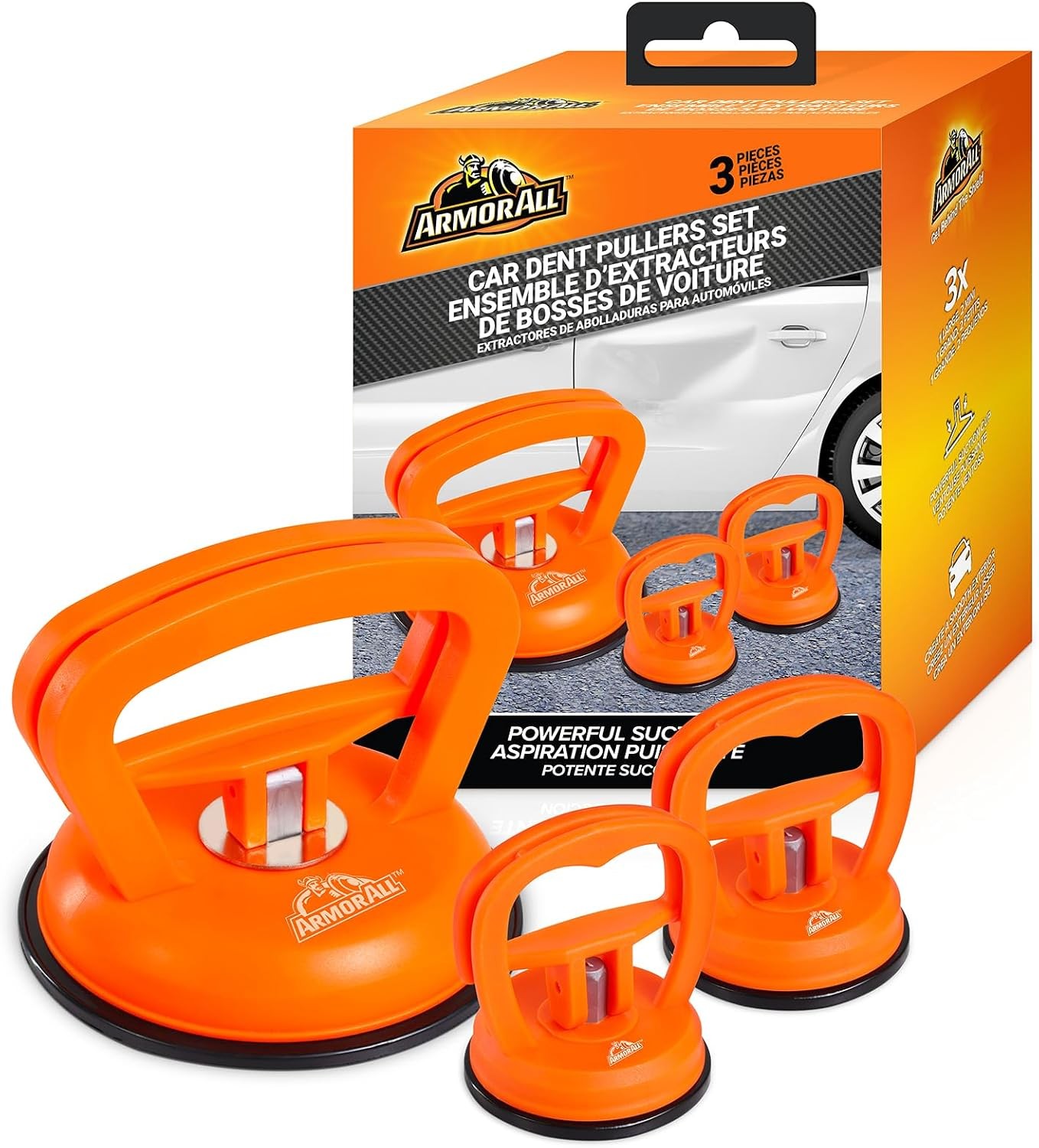 3PC Car Dent Puller Suction Cup Set Paintless Dent Repair Glass Tile Lifter