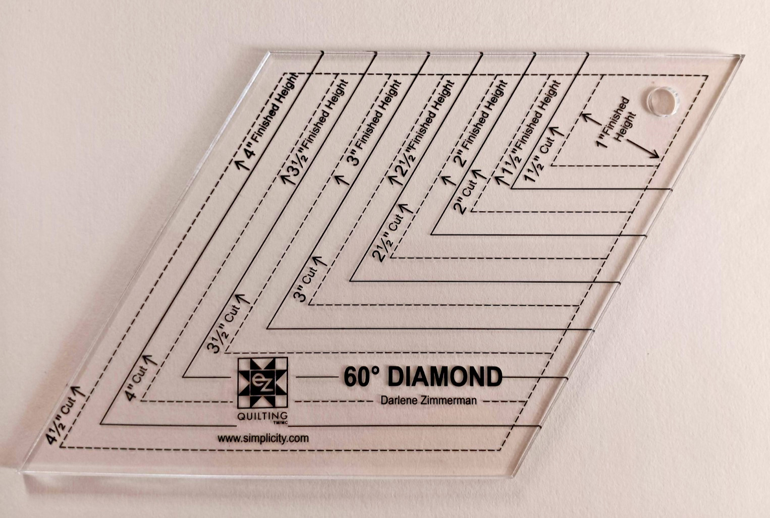 60 Diamond Template Ruler Darlene Zimmerman for EZ Quilting - Opened but Unused