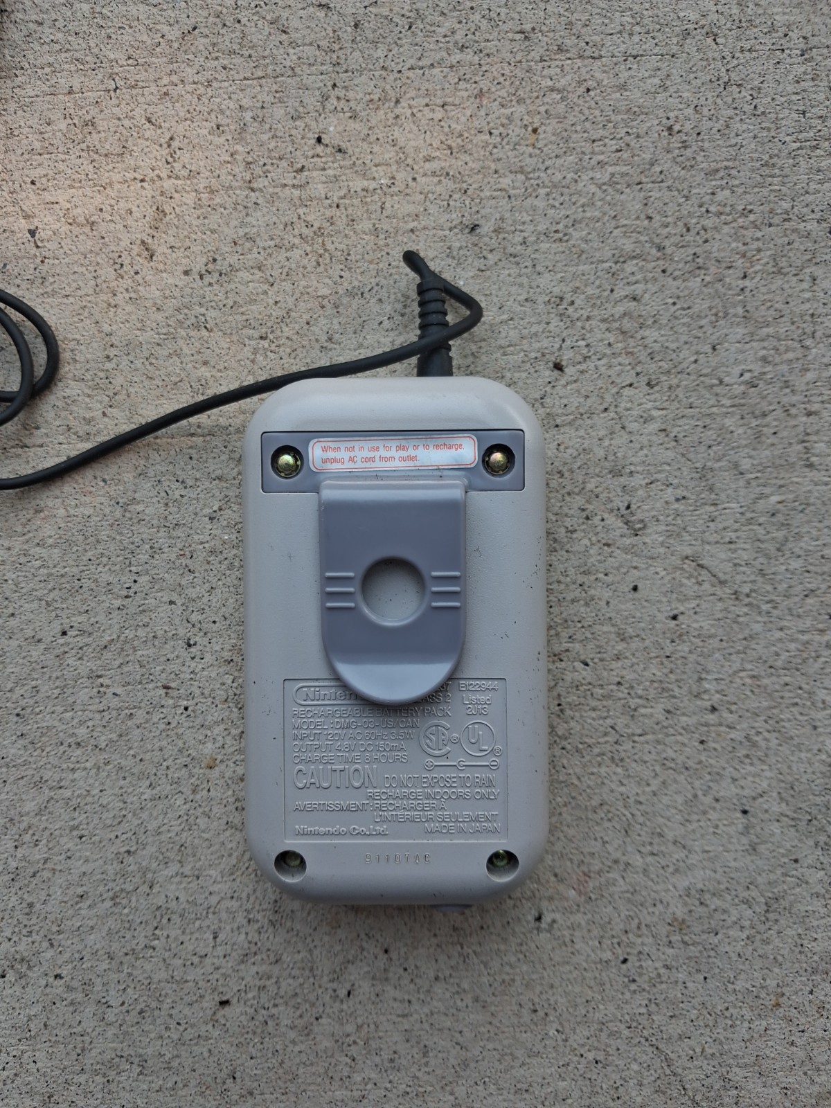 UNTESTED Nintendo Game Boy Rechargeable Battery Pack DMG-03 US