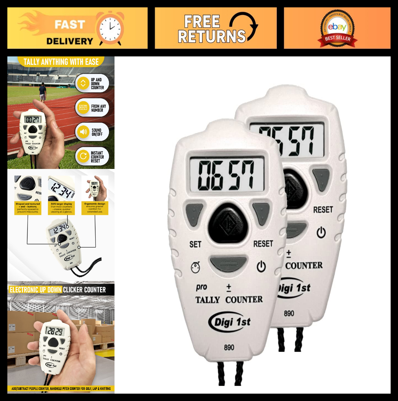 Digital Tally Counter 2-Pack - Electronic Clicker Up Down People Counter for Gol