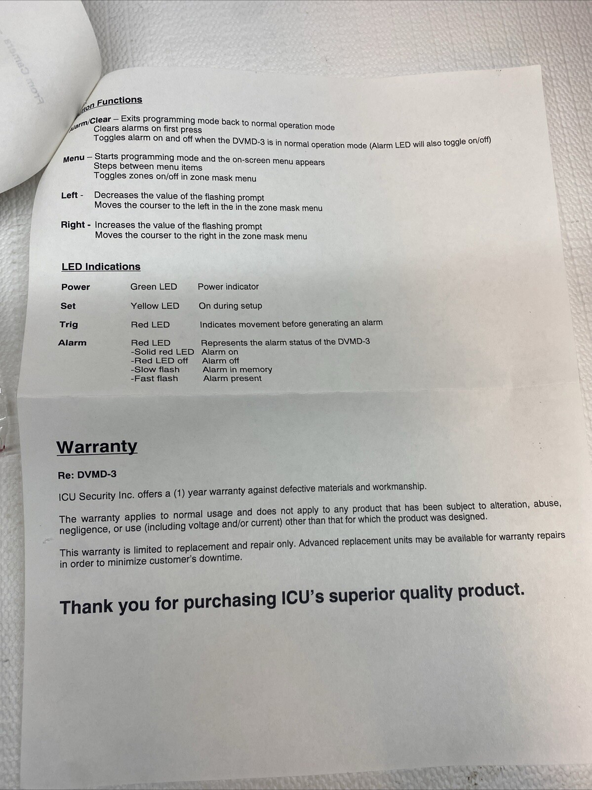 ICU Security Digital Video Motion Detector System