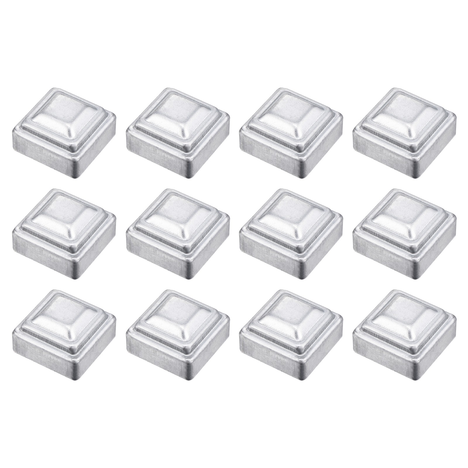 12Pcs Fence Post Cap, Galvanized Deck Post Caps Fit 1.3" x 1.3" Pipe, Silver