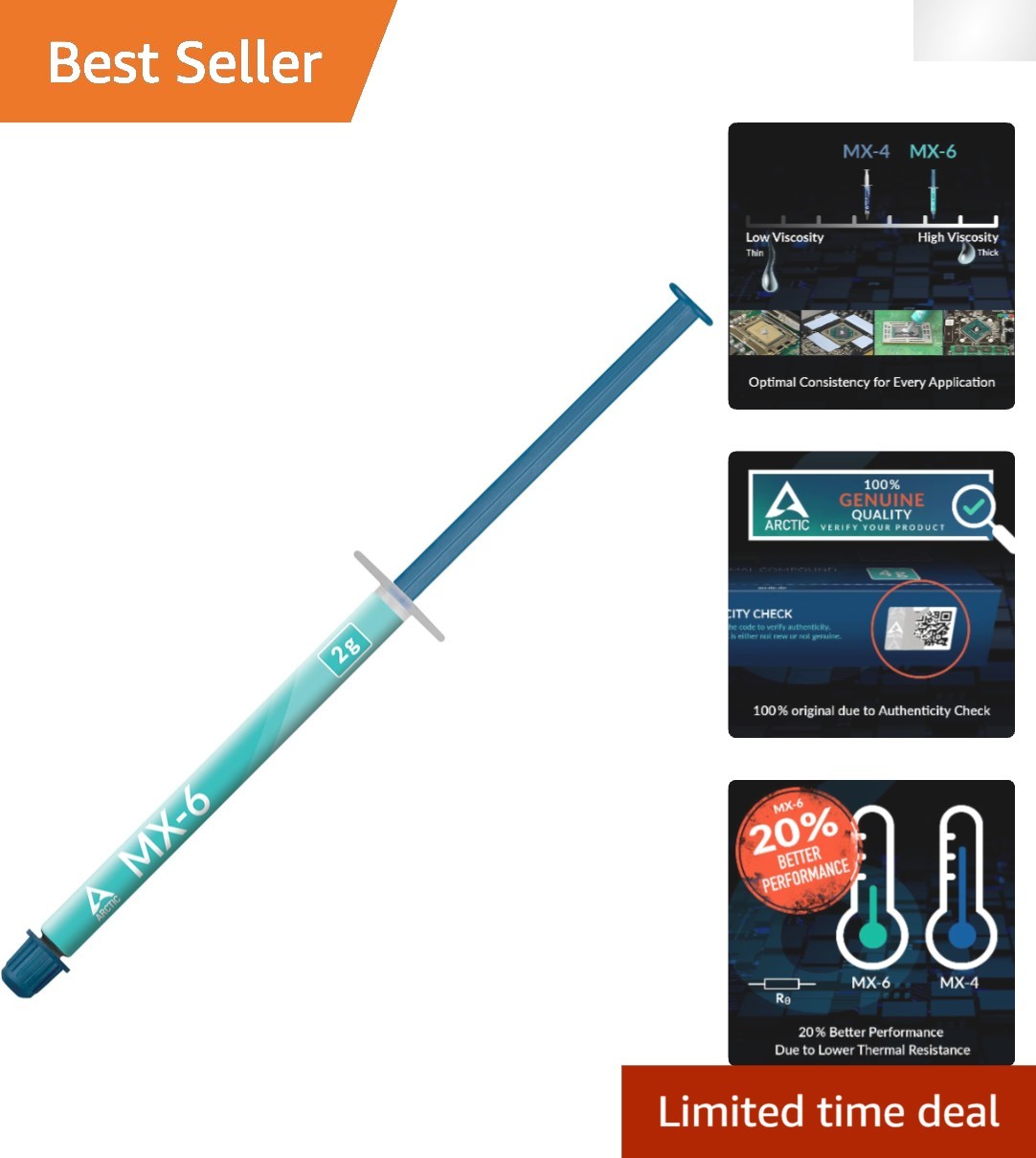 ARCTIC MX-6 (2 g) - Ultimate Performance Thermal Paste for CPU, Consoles, 8 g
