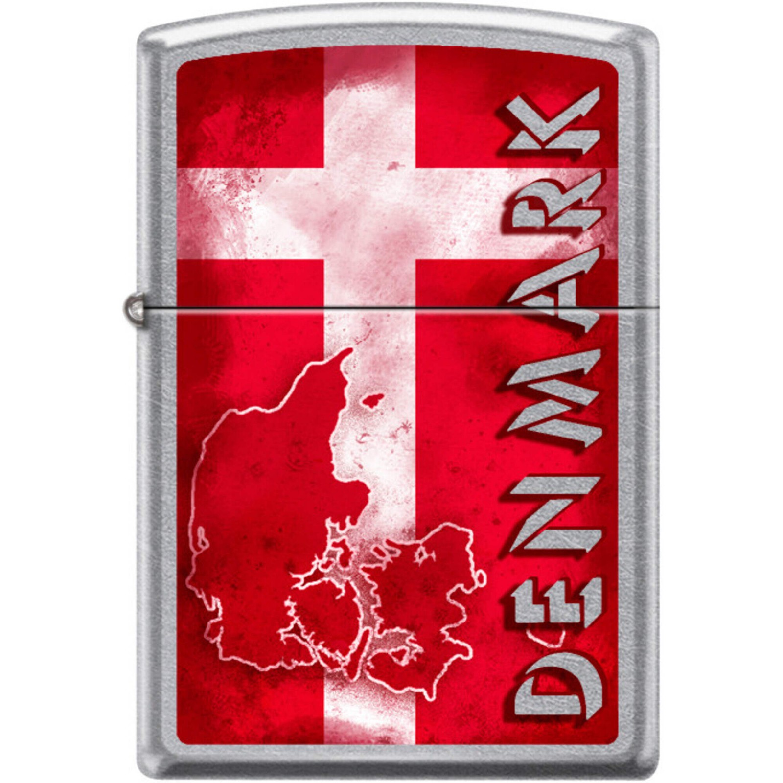 Zippo Windproof Pocket Lighter Denmark Flag Street Chrome Metal XC496