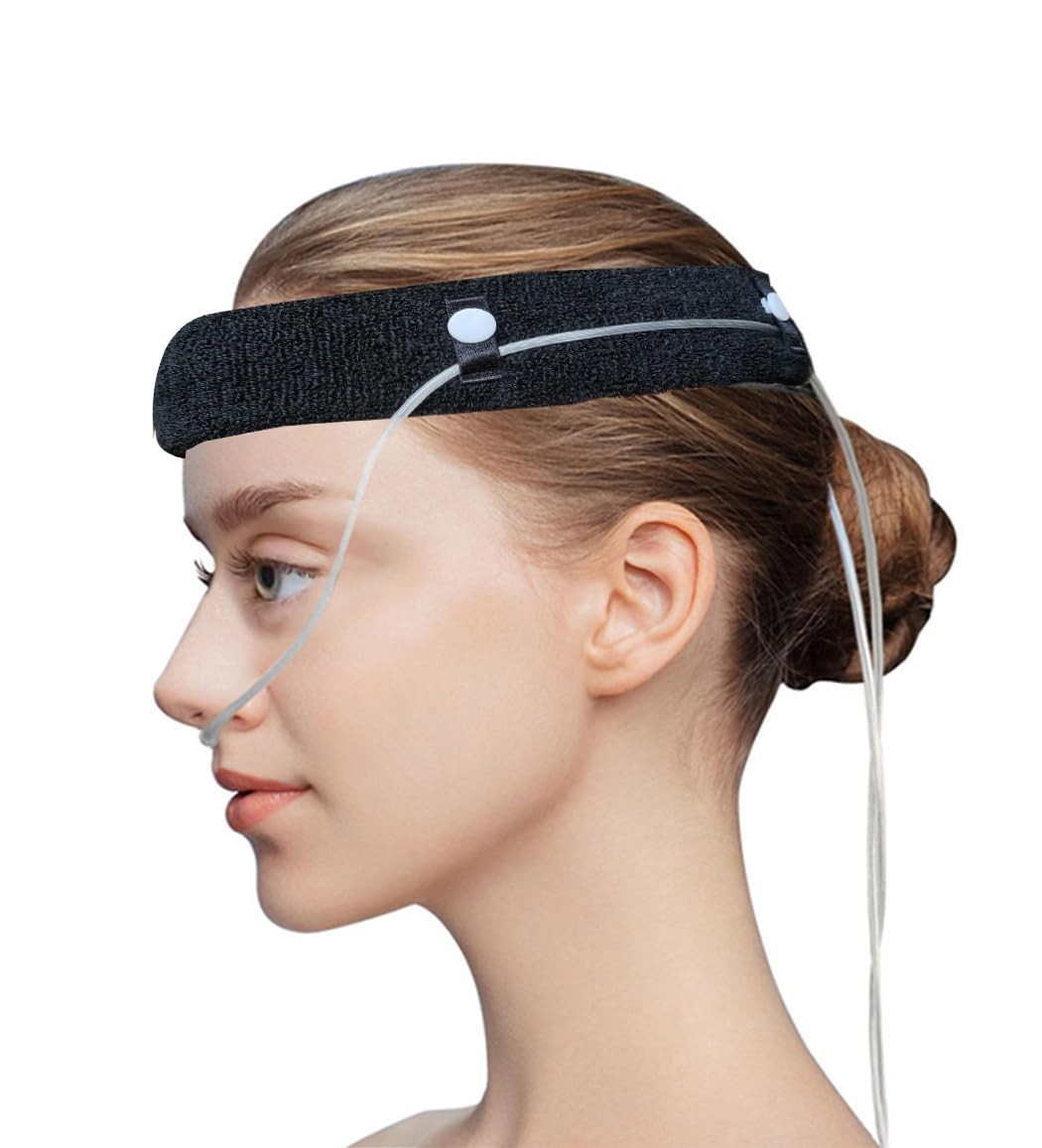 Comfort Oxygen Nasal Cannula Headband, Ear 1 Count (Pack of 1), Black