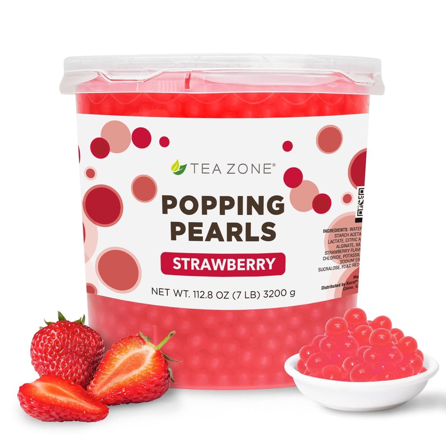Tea Zone Strawberry POPPING PEARLS (B2053, 7lbs) For Boba Tea - USA Free Ship