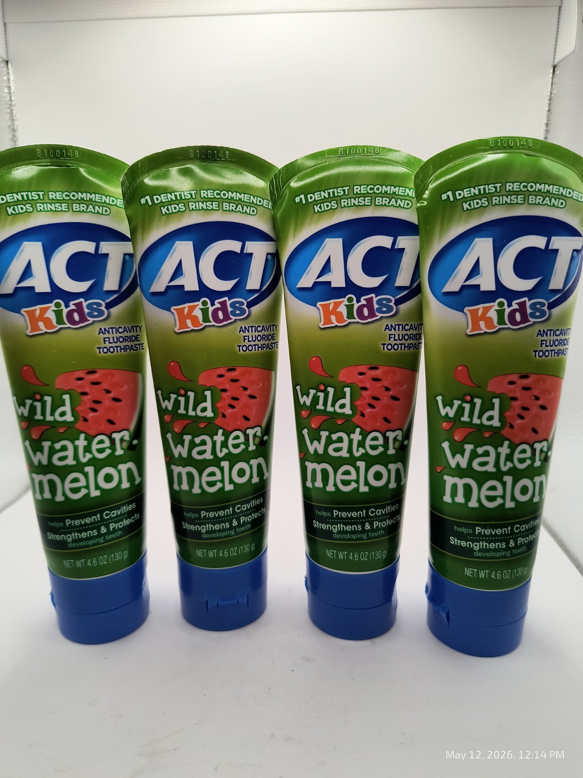 4 ACT Kids Anticavity Fluoride Toothpaste Wild Watermelon 4.6oz BB10/26+ Sealed