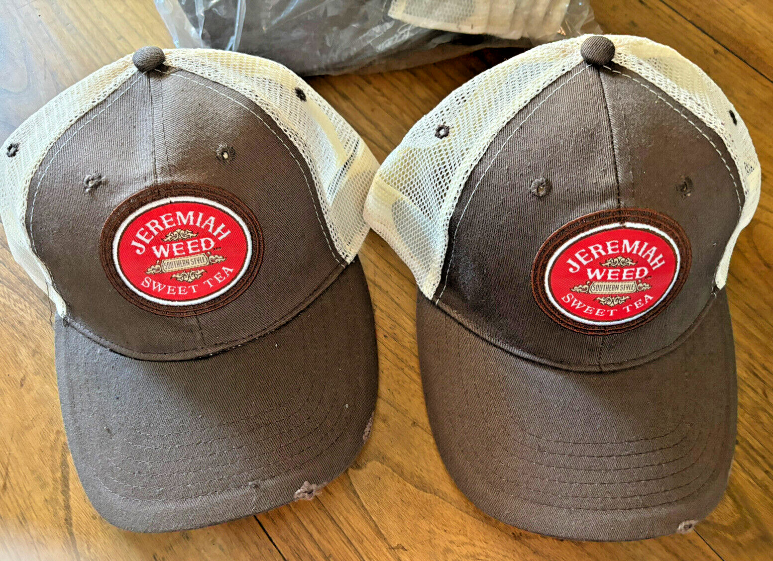 Jeremiah Weed Southern Style Sweet Tea Embroidered Brown Trucker Hats O/S NEW