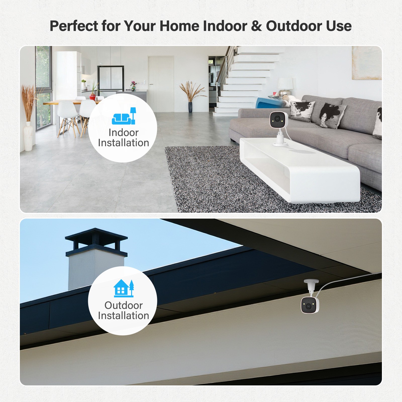 4-Pack 2.4G WiFi 3MP Security Camera System Smart Outdoor Color Night Vision