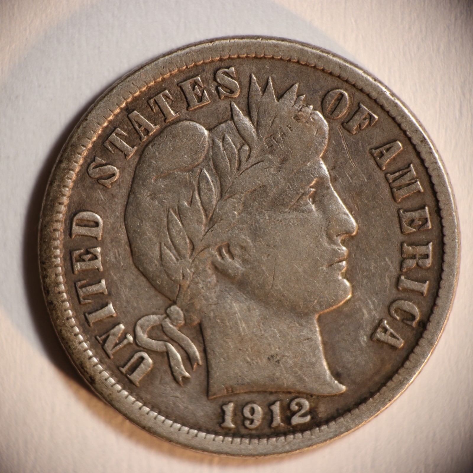 1912 P Barber Dime 10C Cents Coin Silver, Fine!