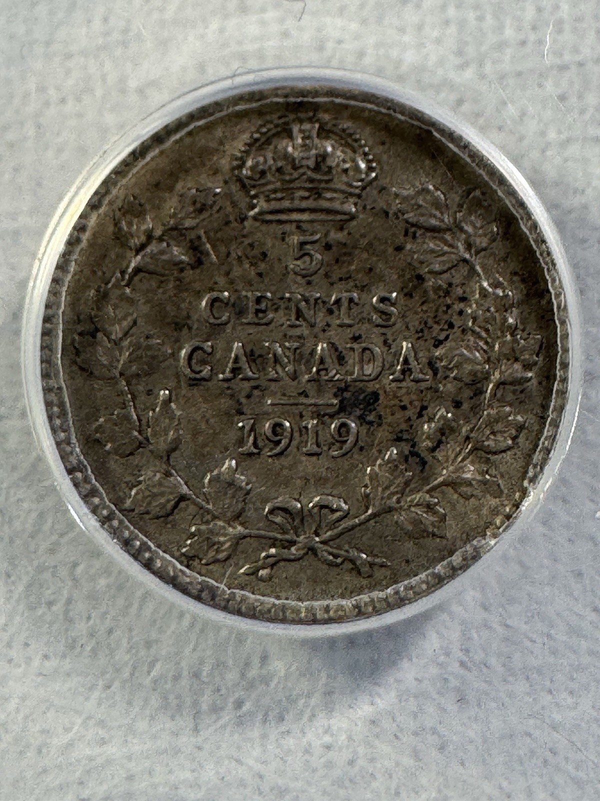1919 Canada 5 Cents Small Silver Coin Graded AU 50 by ANACS