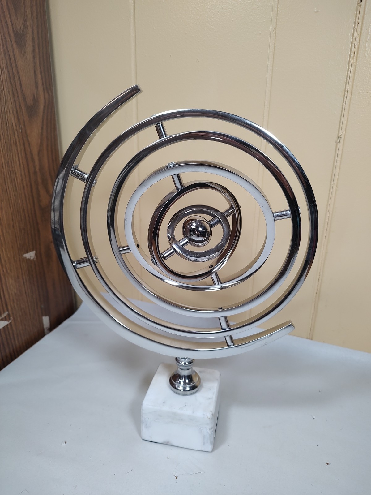 Zimlay Traditional Aluminum Armillary Sphere With Ceramic Base