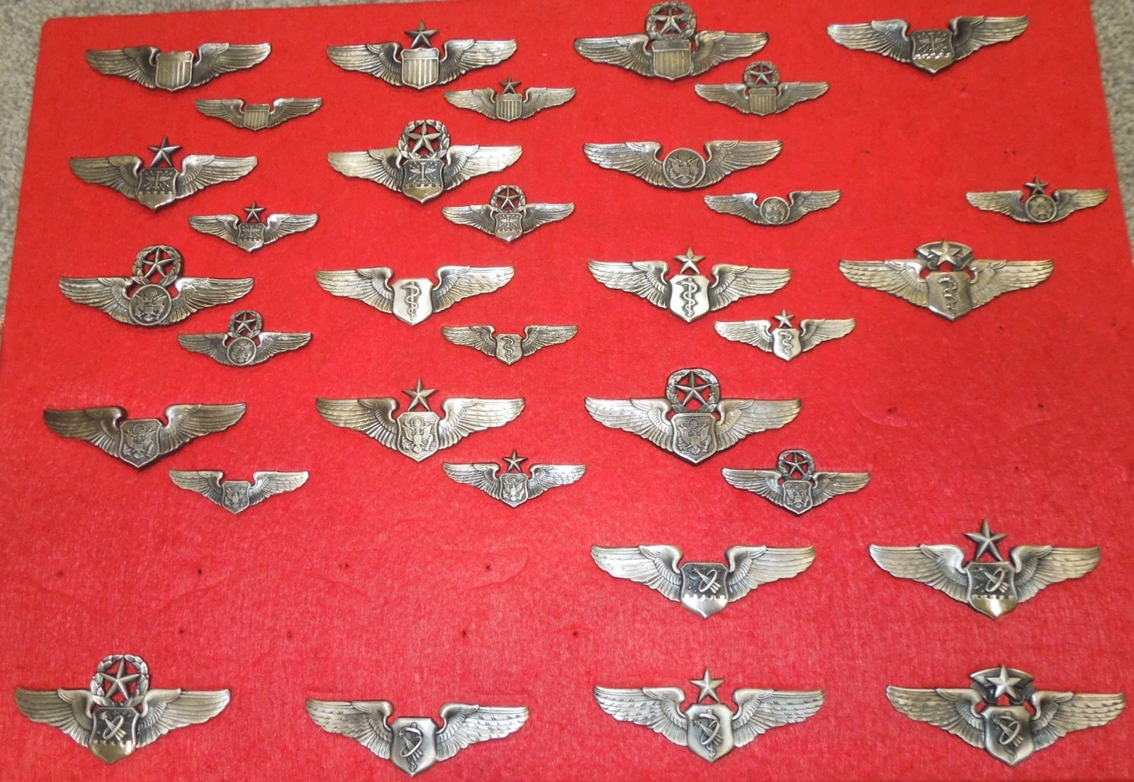 Modern USAF Air Force Pilot Aircrew Wings Astronaut Pins Insignia Display Board