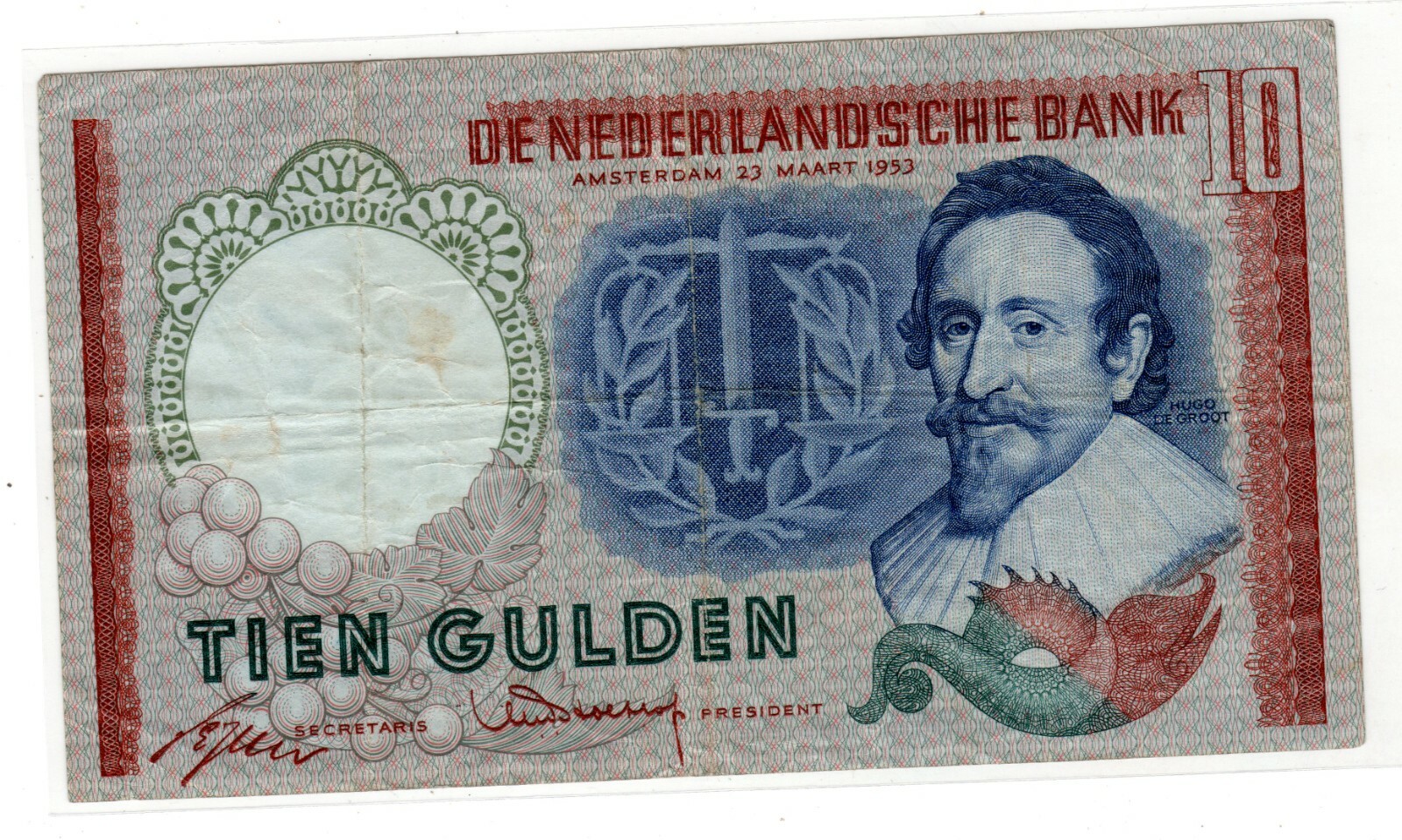 NETHERLANDS Netherlands Billet 10 GULDEN 1953 AMSTERDAM P85 VONDEL VF BON ETAT