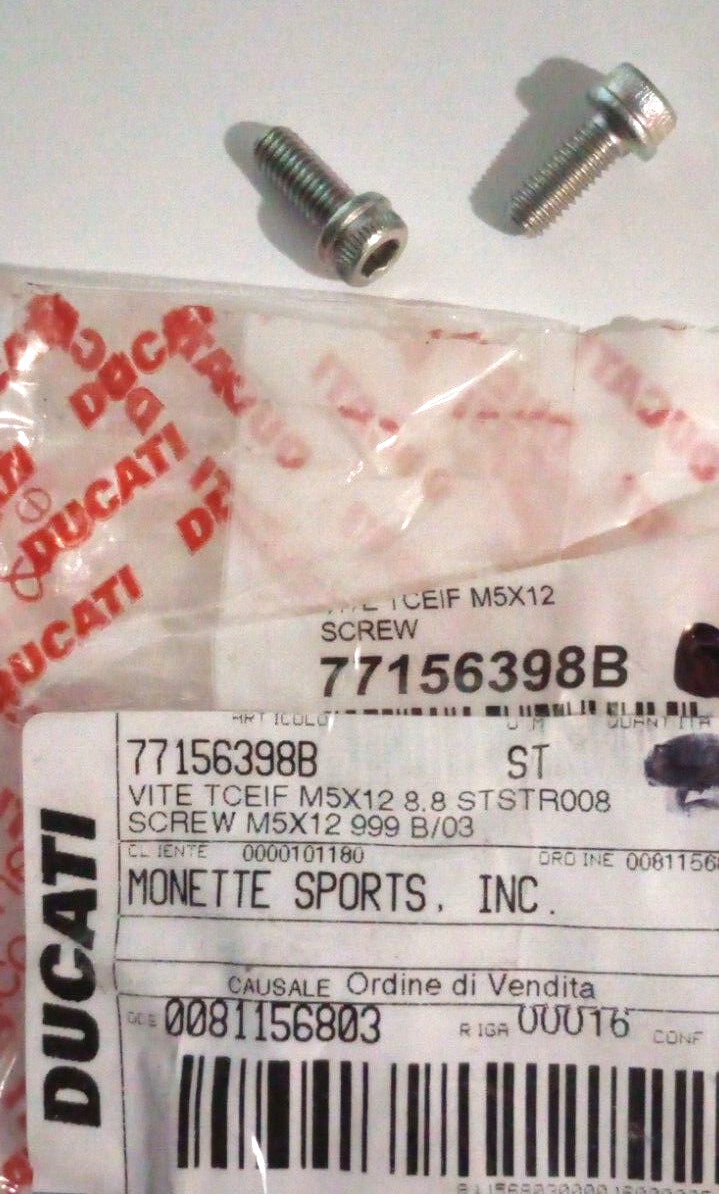 Ducati Screw M5X12 NOS 77156398B Qty. 2 (L-8581)