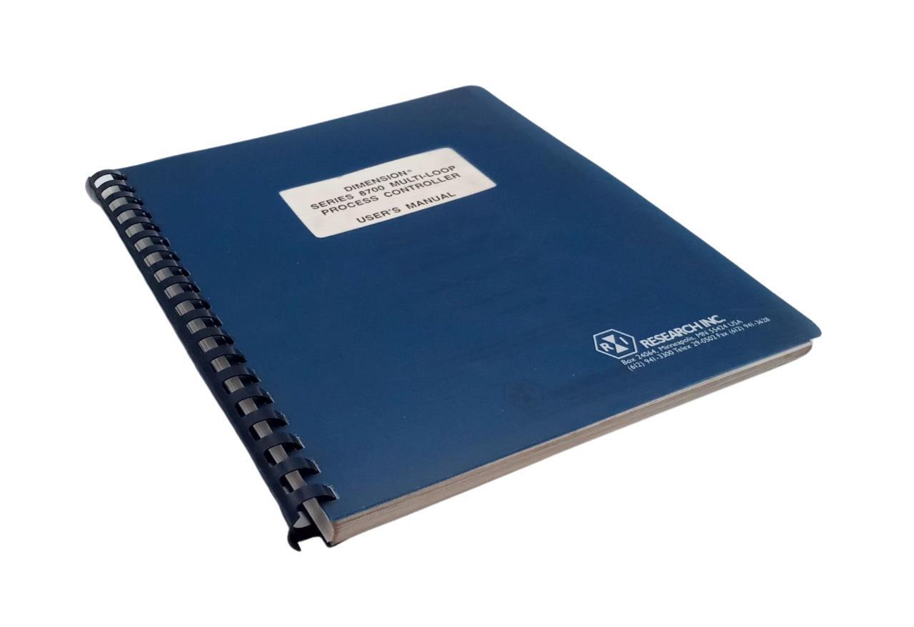 Research Inc. Dimension Series 8700 Multi-Loop Process Controller User's Manual