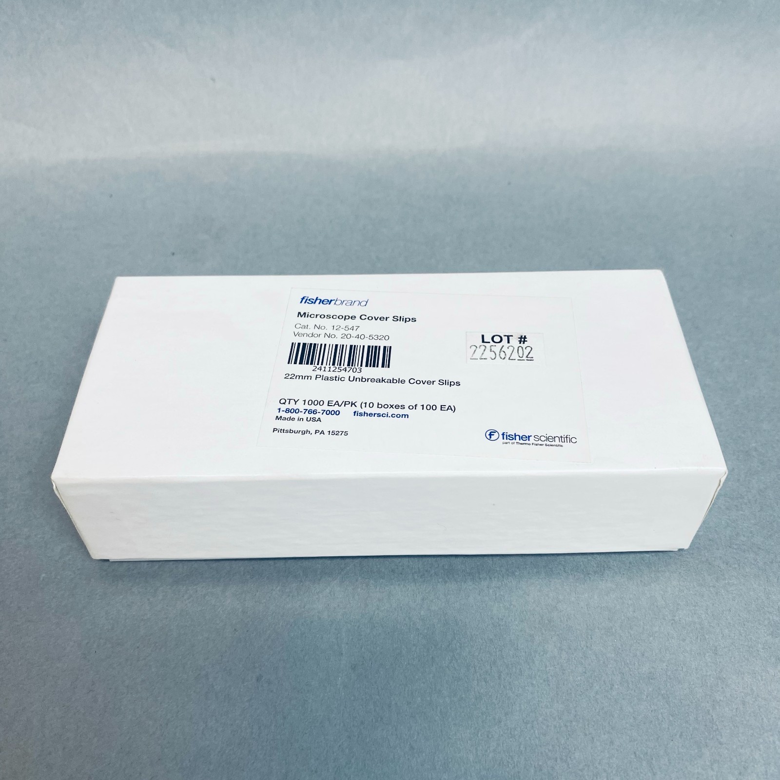 Fisherbrand Microscope Cover Slips 22 mm Plastic Unbreakable Case of 1000 Slips