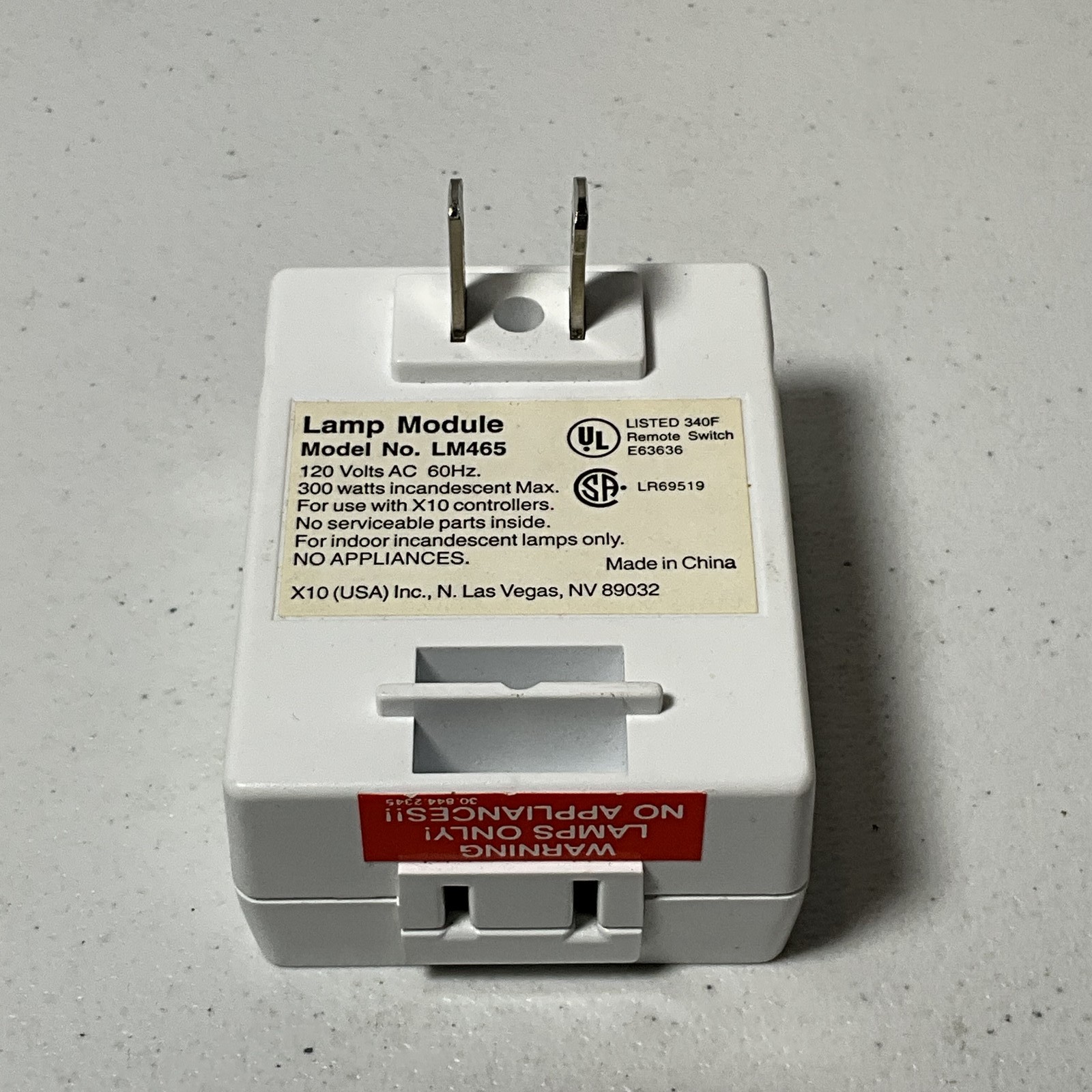 X10 POWERHOUSE LM465 Lamp Module Incandescent Smart Home Plug Control