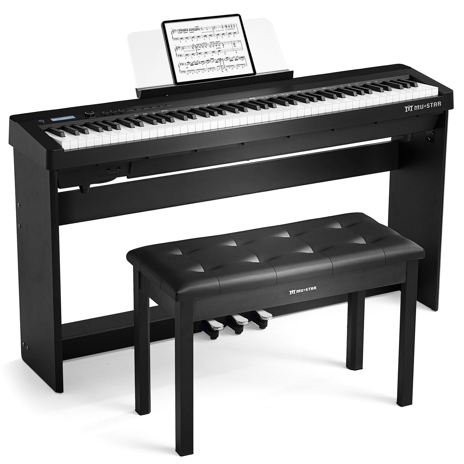 Black 88Key Weighted Graded Hammer Action Digital Piano Keyboard 3-Pedal w/Bench