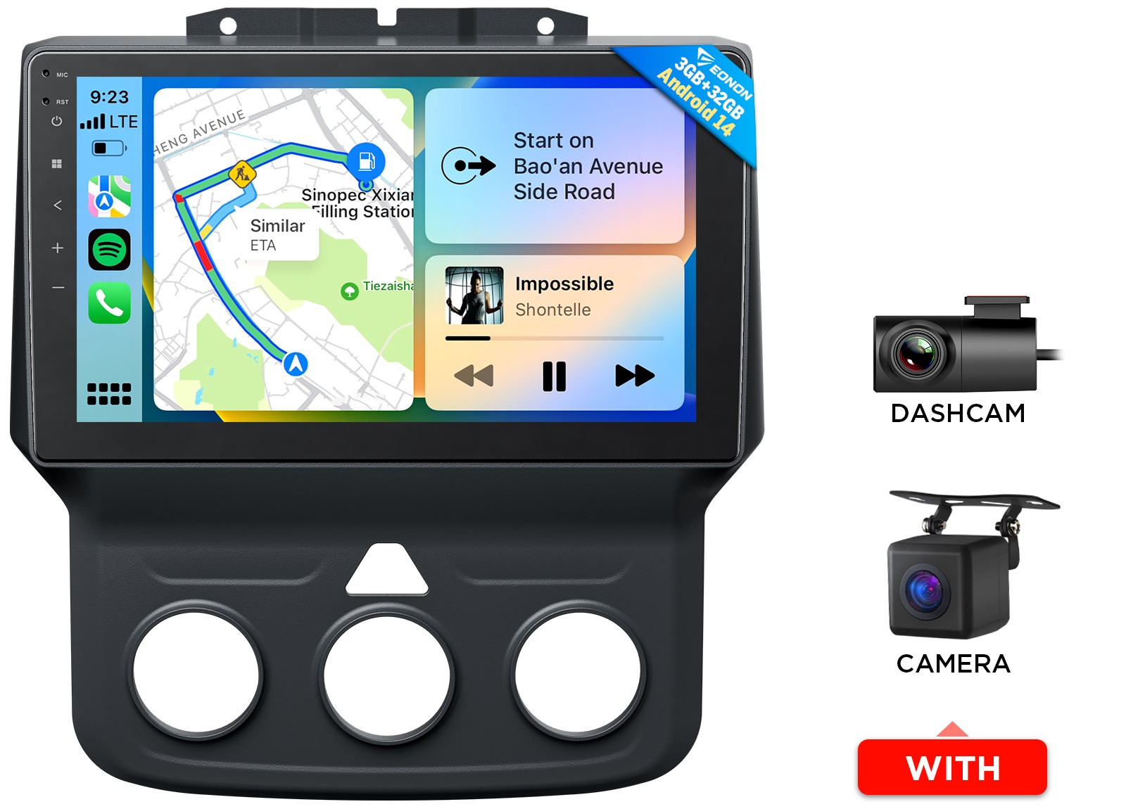 9" IPS Touch Screen Android 14 Car Radio GPS System Stereo CarPlay for RAM 1500