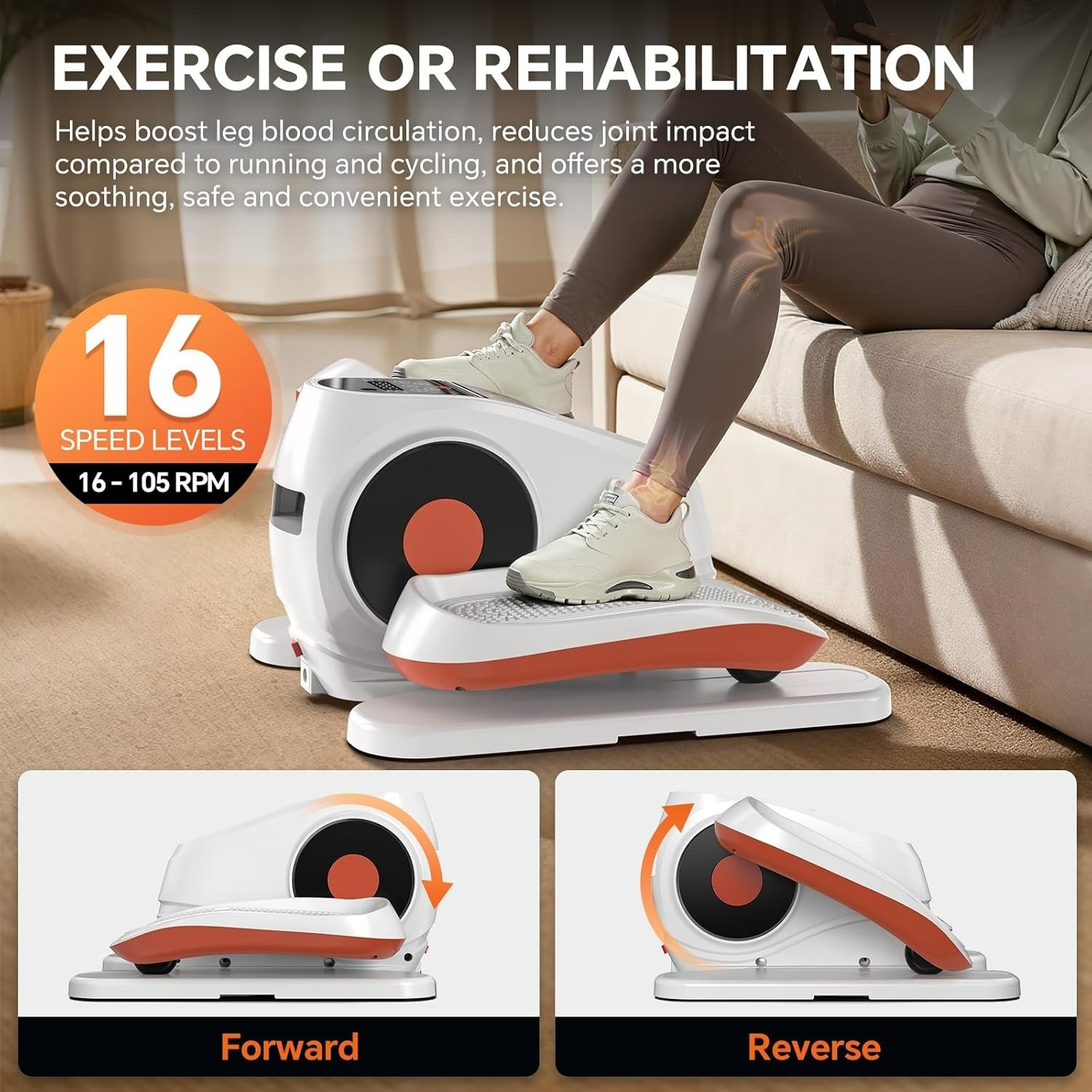 Ellipse Leg Exerciser for Seniors, Quiet & Portable Electric Seated Eclipse E