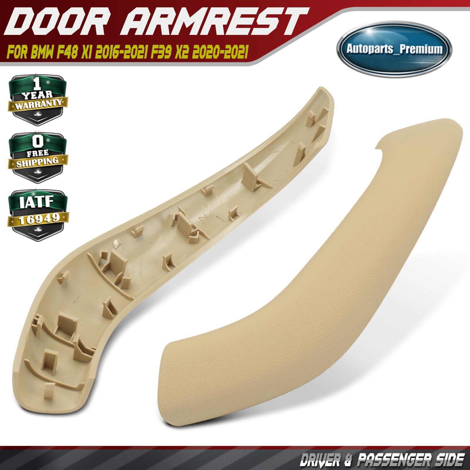 2x Driver & Passenger Beige Interior Door Pull Handle Trim Cover Set for BMW X1
