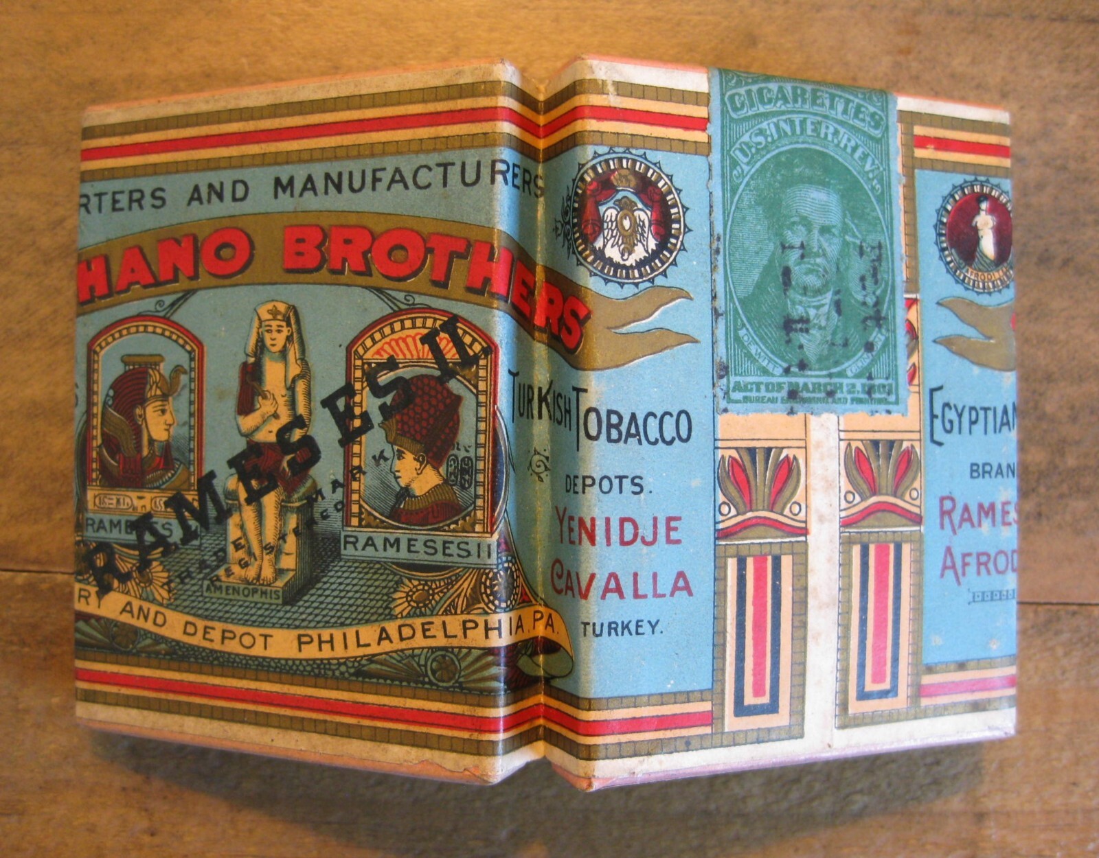 c1907 Stephano Bros Cigarettes Box - Rameses II Egyptian Turkish - Philadelphia