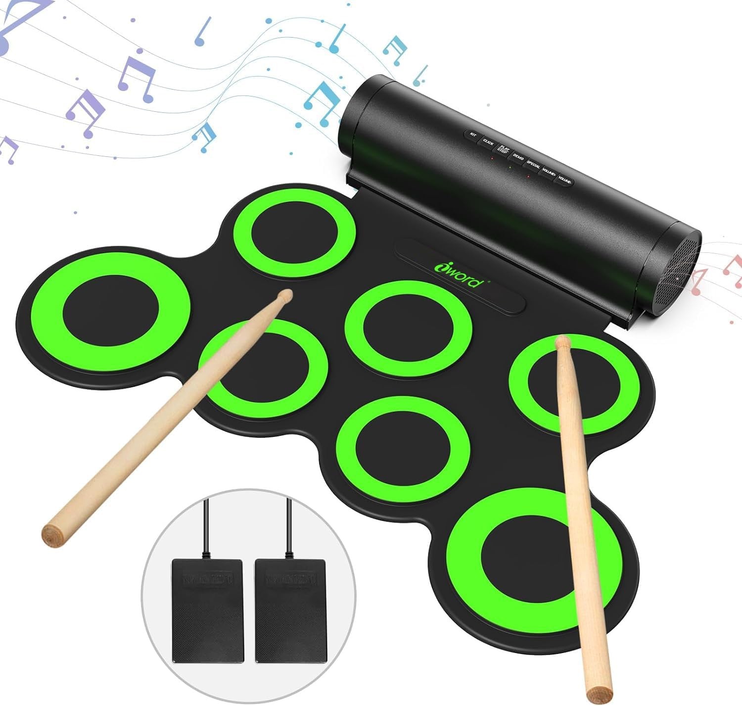 Electronic Drum Set, Roll Up Drum Practice Pad Midi Drum Kit with Headphone Jack
