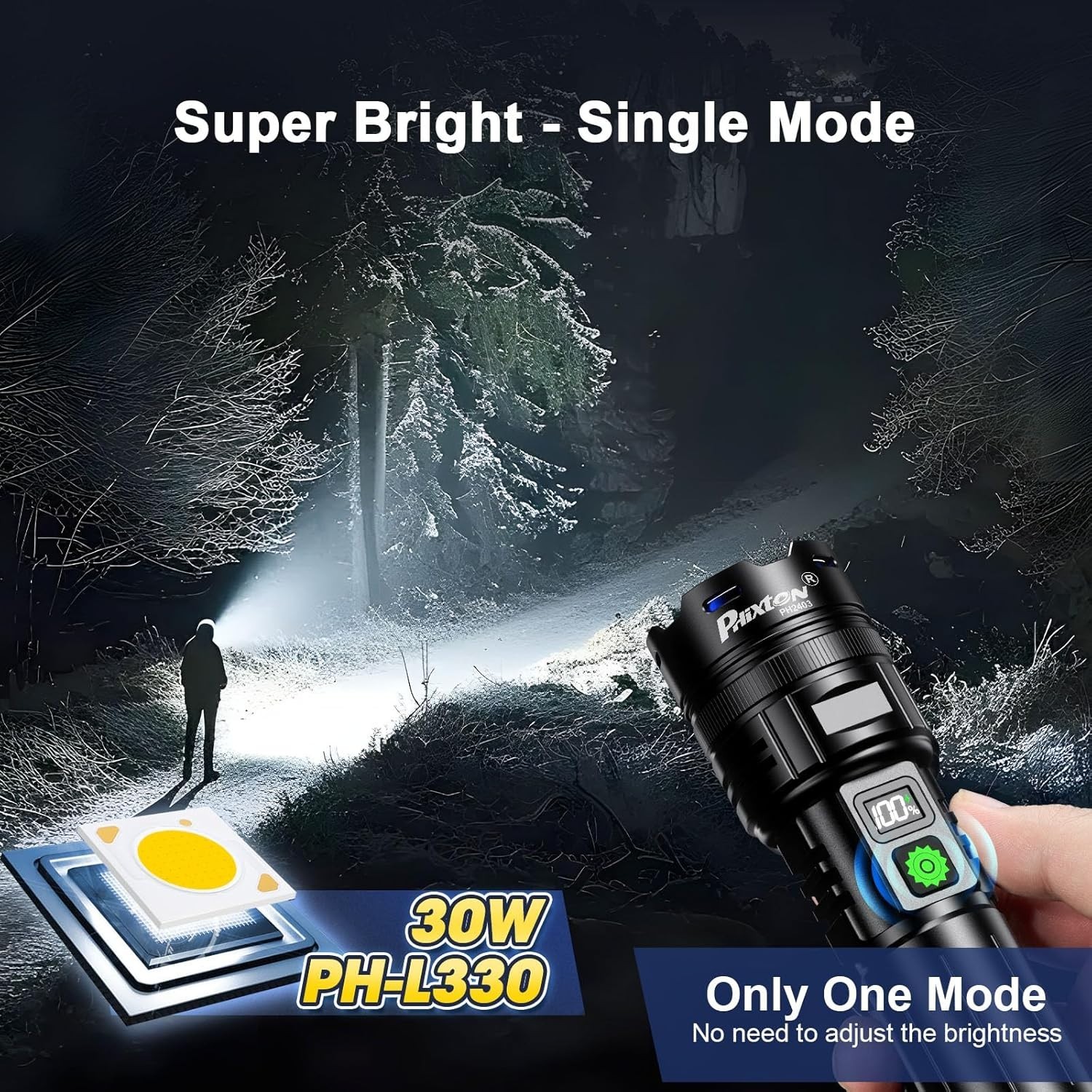 Rechargeable Flashlights 1000000 High Lumens Single One Mode Super Bright, High