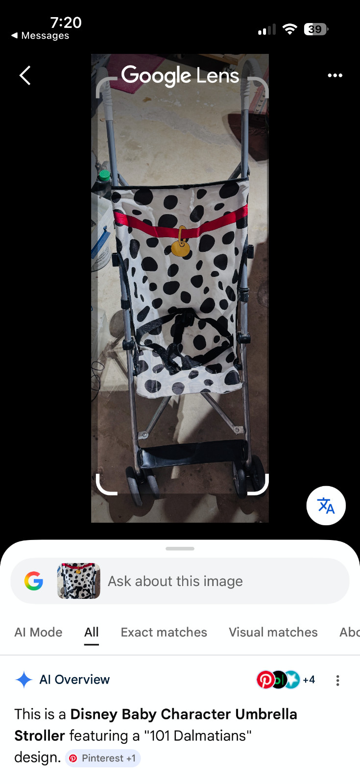 Disney 101 Dalmations Vintage Umbrella Stroller