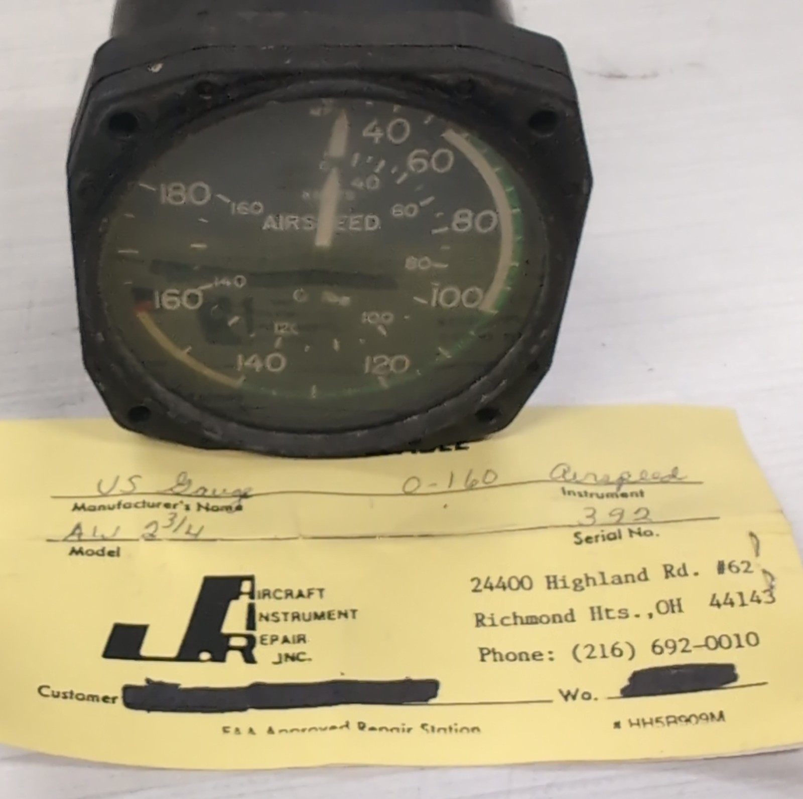 Airspeed Indicator AW2 3/4 -20c