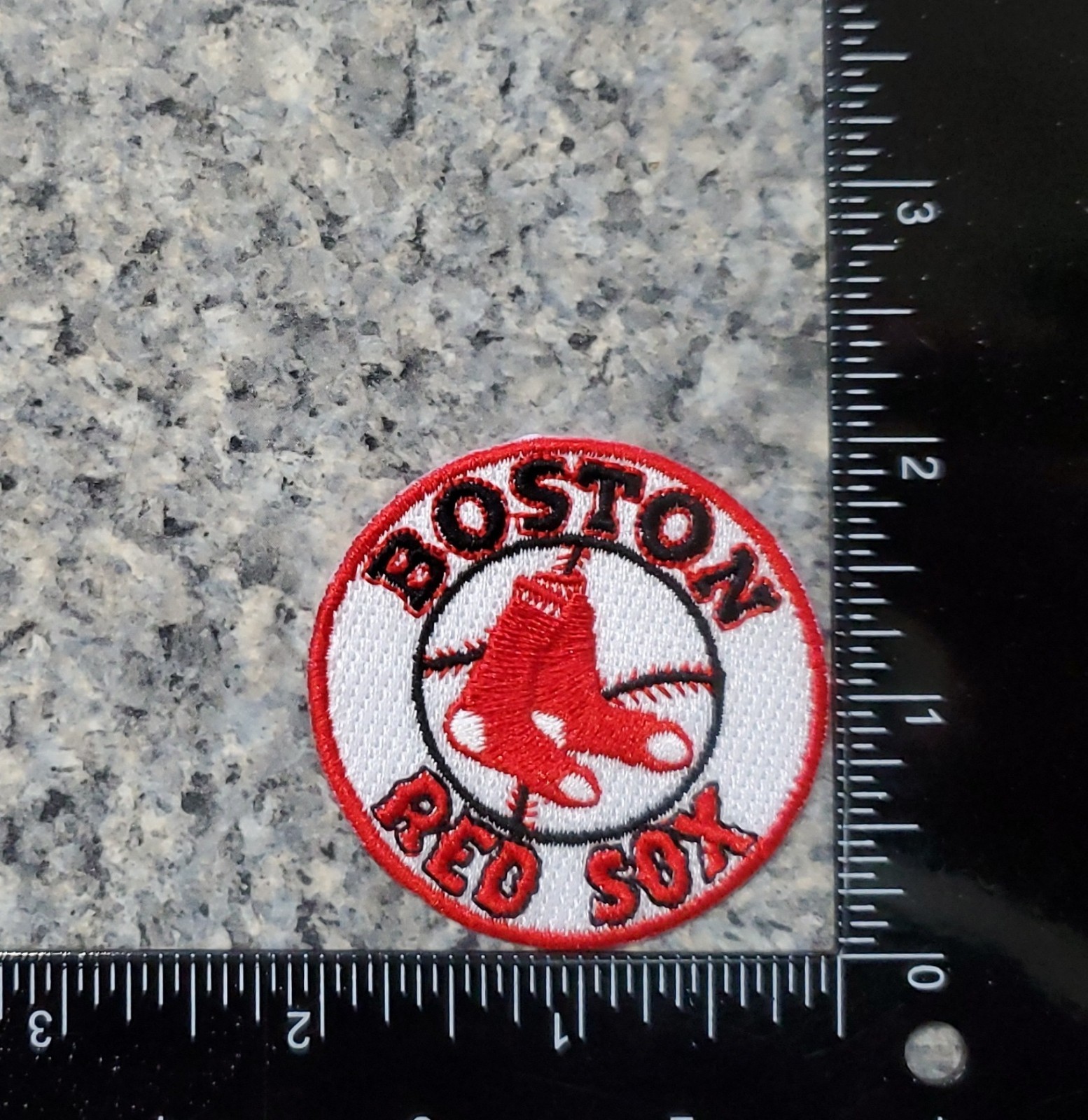 Boston Red Sox Round Style Patch. Embroidered. Iron On Backing. 2"