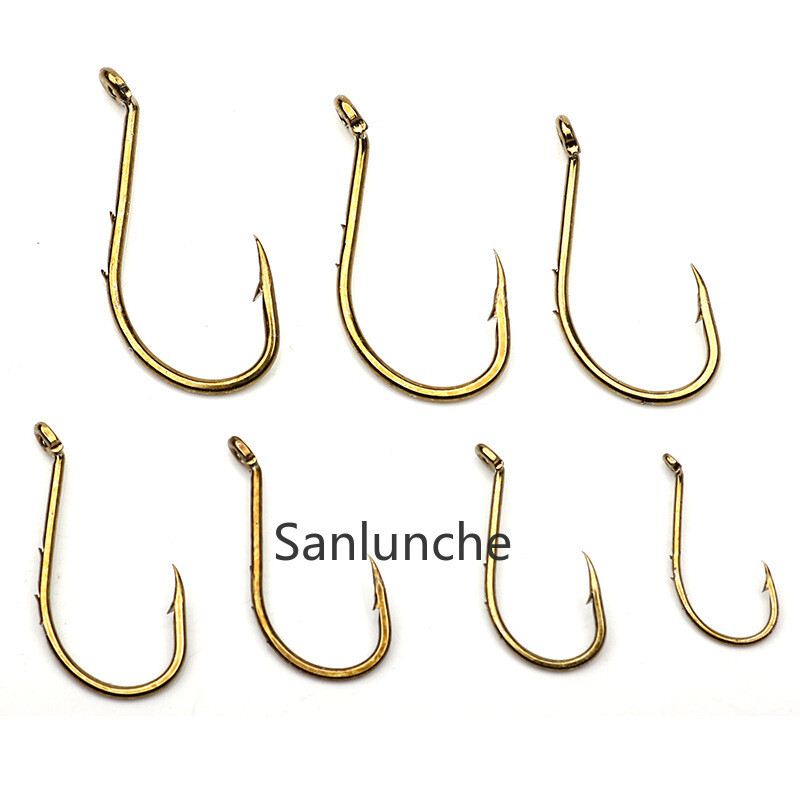200PCS Offset Sport Circle Barbed Hook High Carbon Steel Brown Octopus Hooks