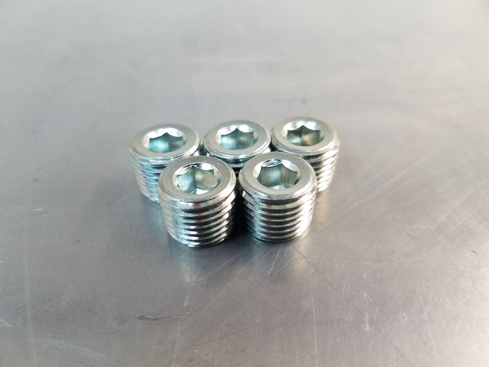 (5)  5406-HHP-06  3/8"  -06 Male NPT, MNPT Steel Plug Allen Key Countersunk Hex