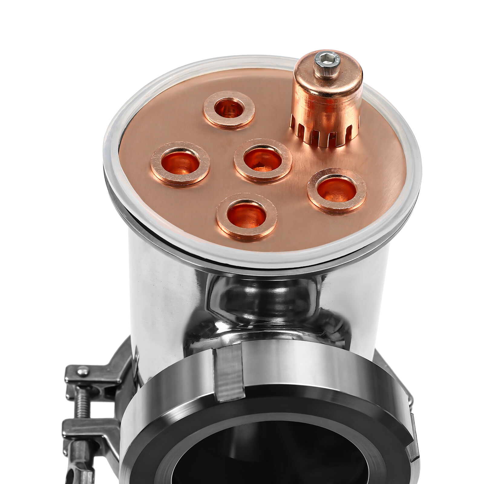 4" 4 Plate Stainless Moonshine Flute Still Column with Copper Bubble Plates