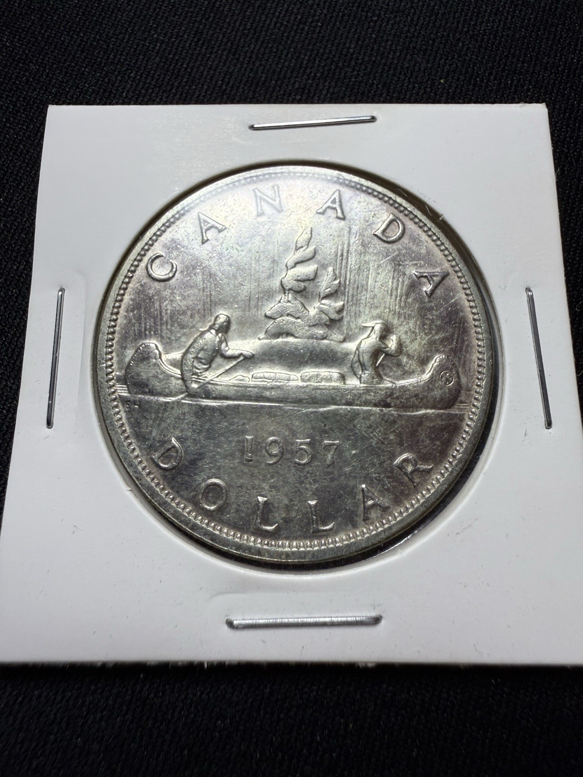 1957 Canadian Silver Dollar Coin 80% $1 Gem Toned