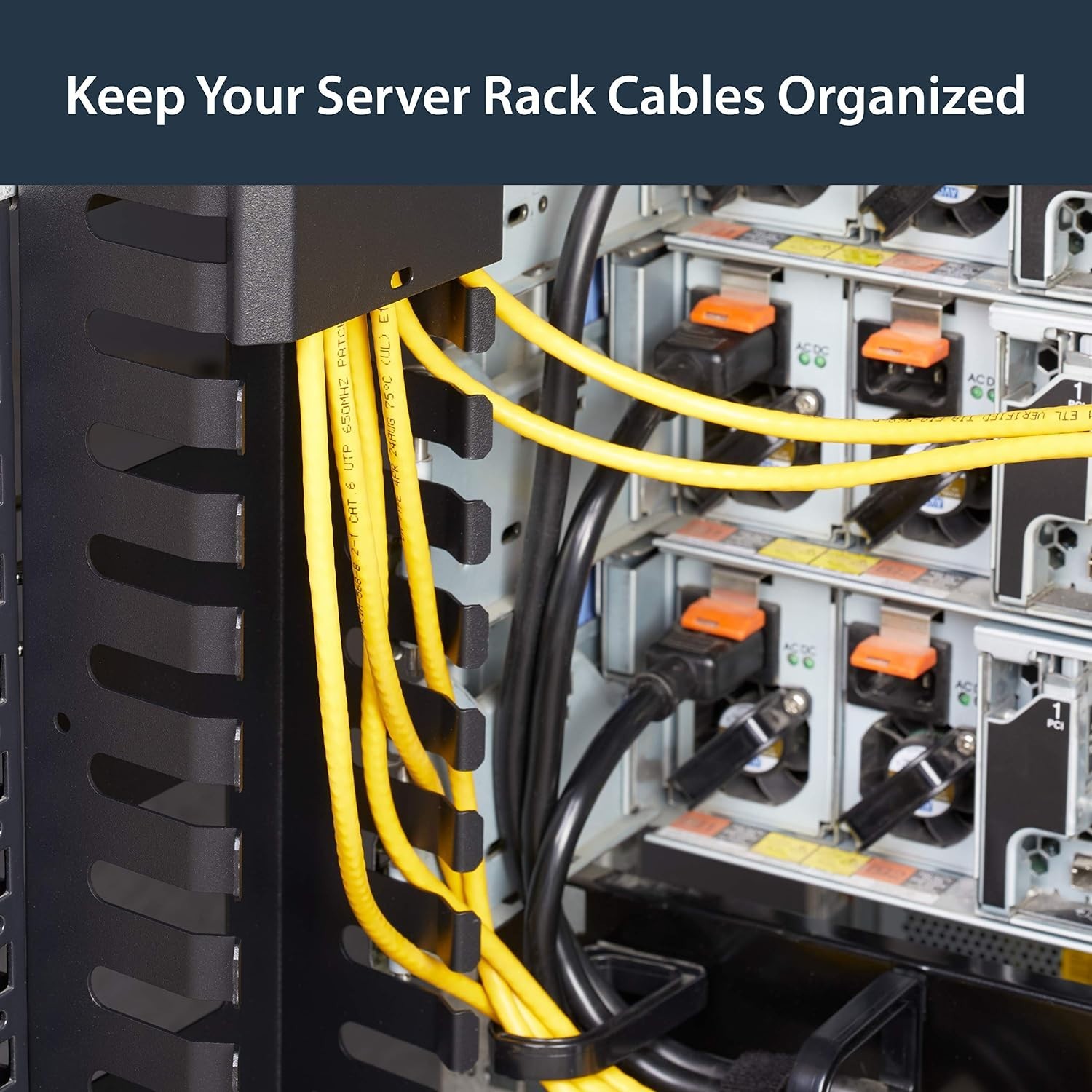 3Ft Vertical Cable Management Duct for 19" Server Rack - Slotted Wire Raceway