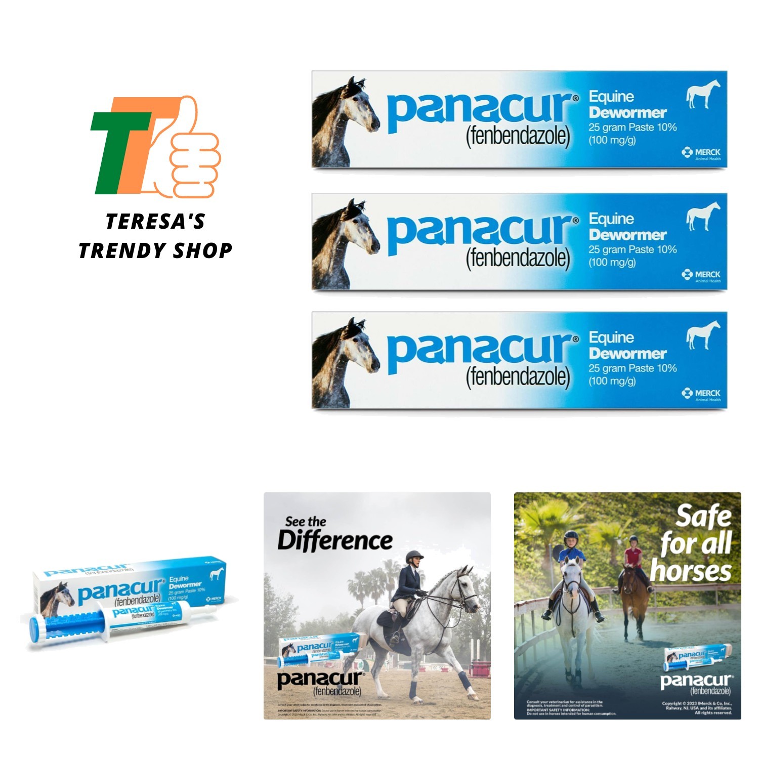 3 Pack Dewormer Horse Paste 10%, 100mg Each