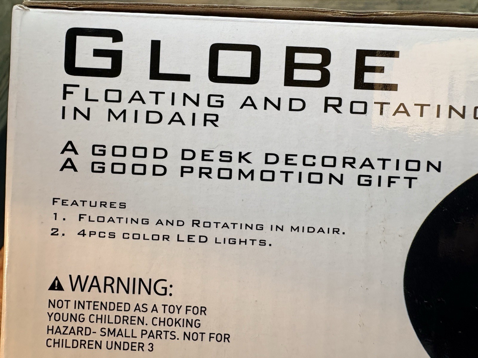 C Shape Floating & Rotating Globe Silver & Black LED Lights Desktop