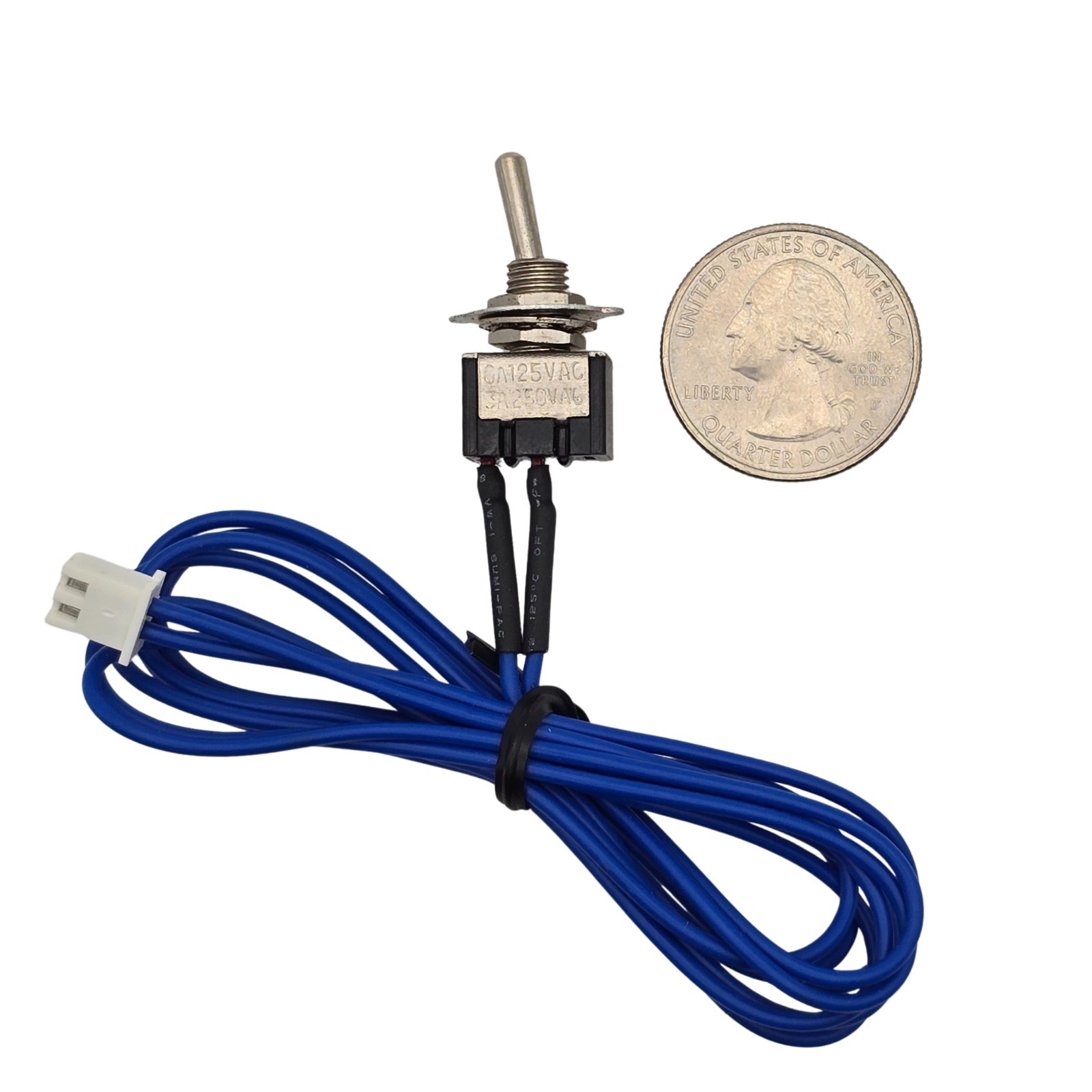 Mini SPST On Off Toggle Switch 6A 125VAC / 3A 250VAC Panel Mount Pre-Wired