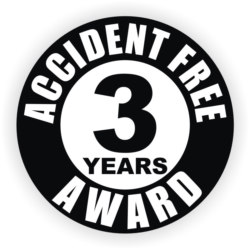 3pcs - Accident Free 3 Years Hard Hat Decals Helmet Stickers Safety Award
