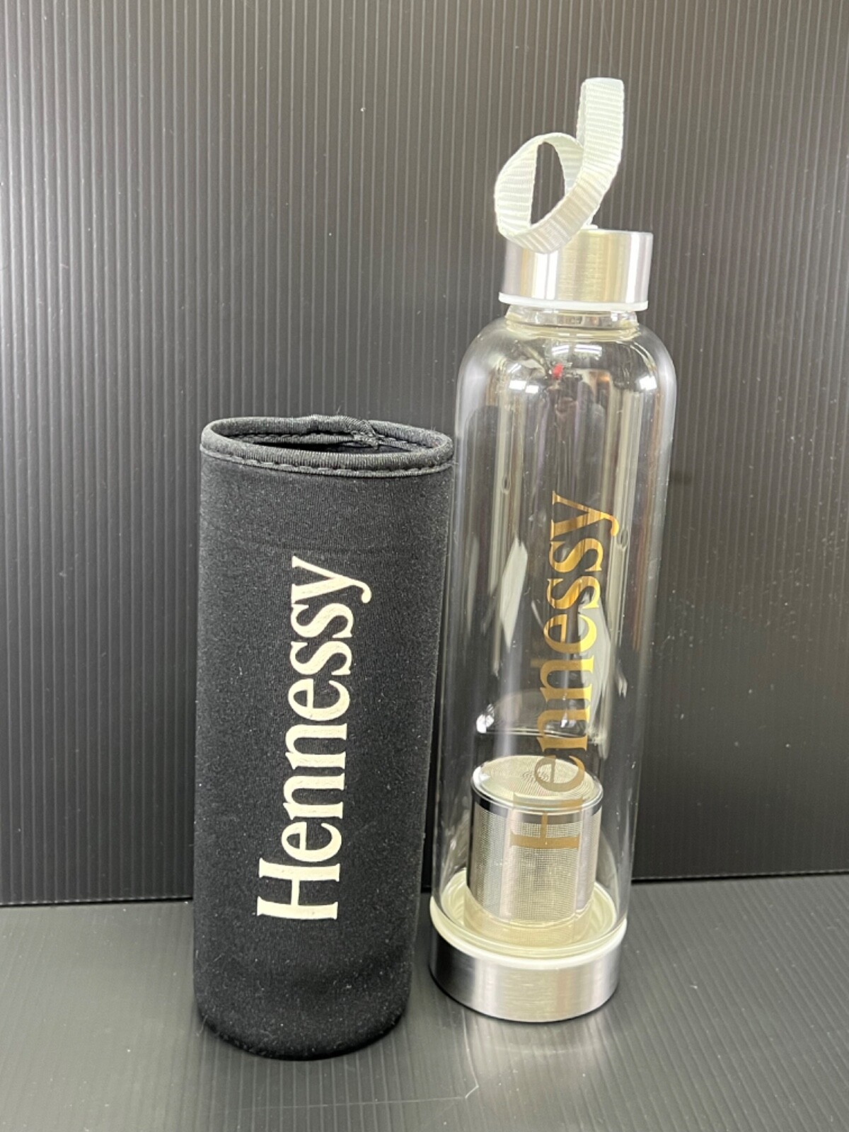 Hennessy Cognac  Fruit / Hot Cold Tea Infusion Glass Bottle w/ Insulated Sleeve
