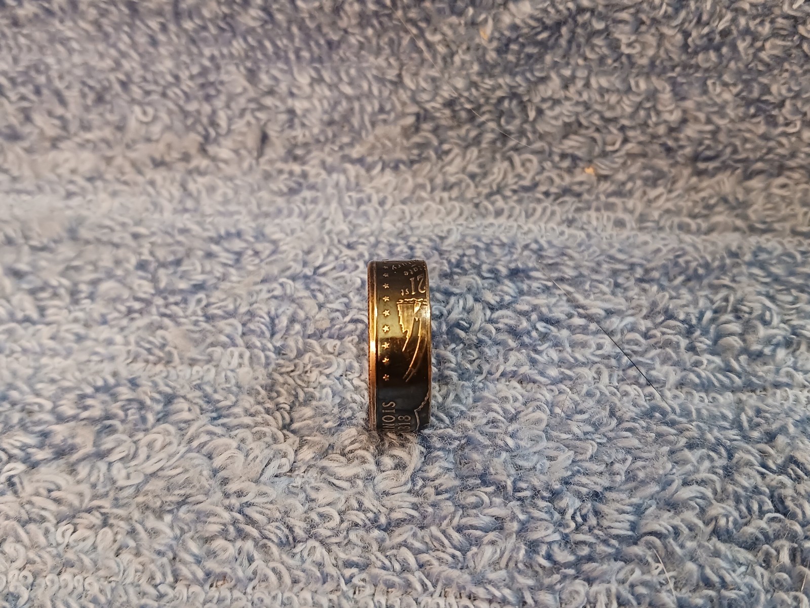 Illinois Handcrafted Washington Quarters coin ring, size 6