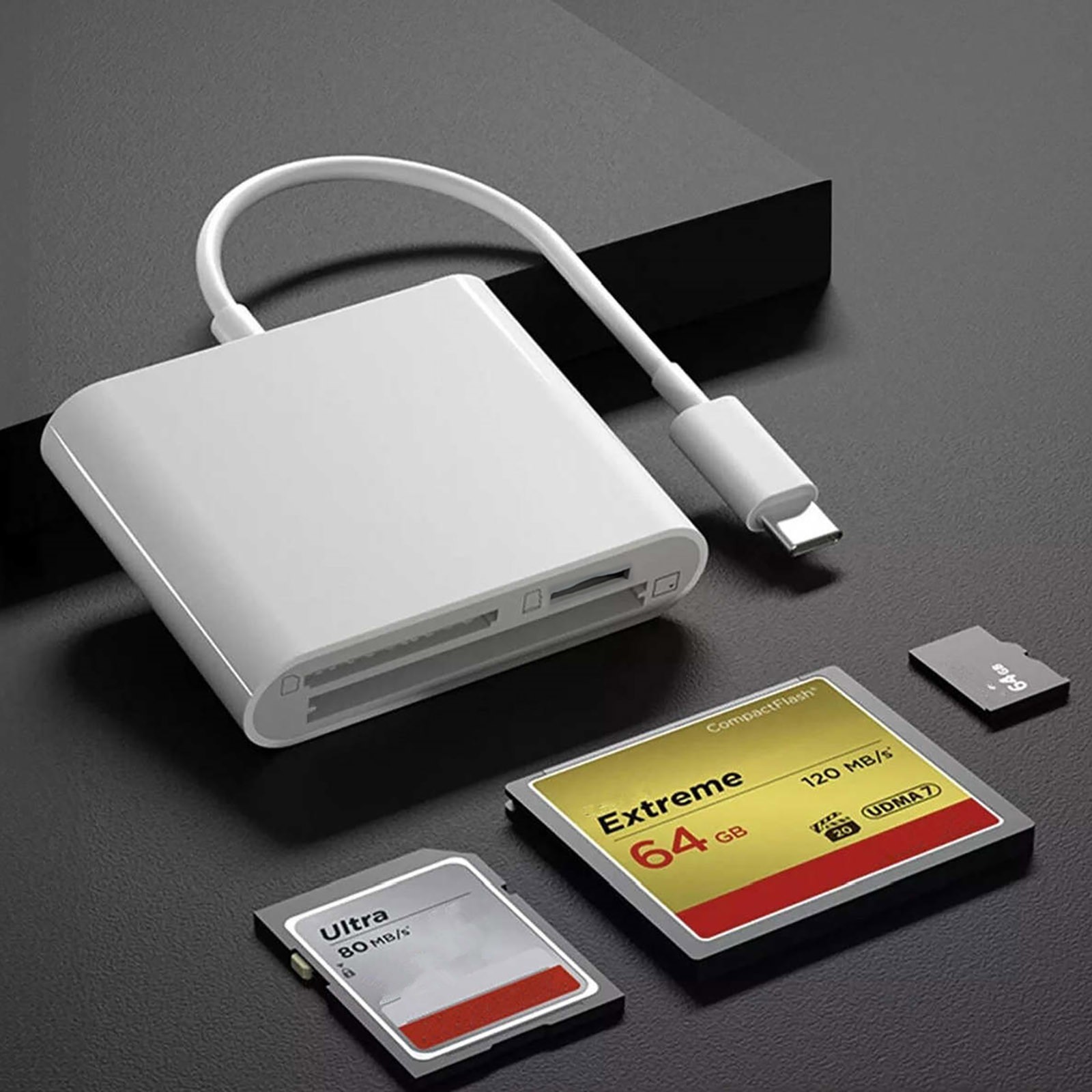USB C to CF SD TF Card Adapter Reader for Smartphone Tablet Laptop Computer