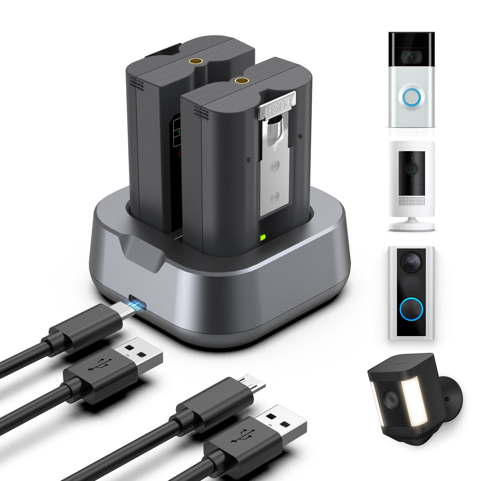 Battery Charger Dual Charging Station For Ring Video Doorbell 2 Spotlight Camera