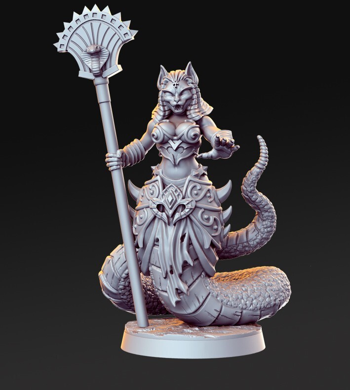 Dungeons and Dragons - Playable Character Female Tabaxi Yuan Ti - Sorceress