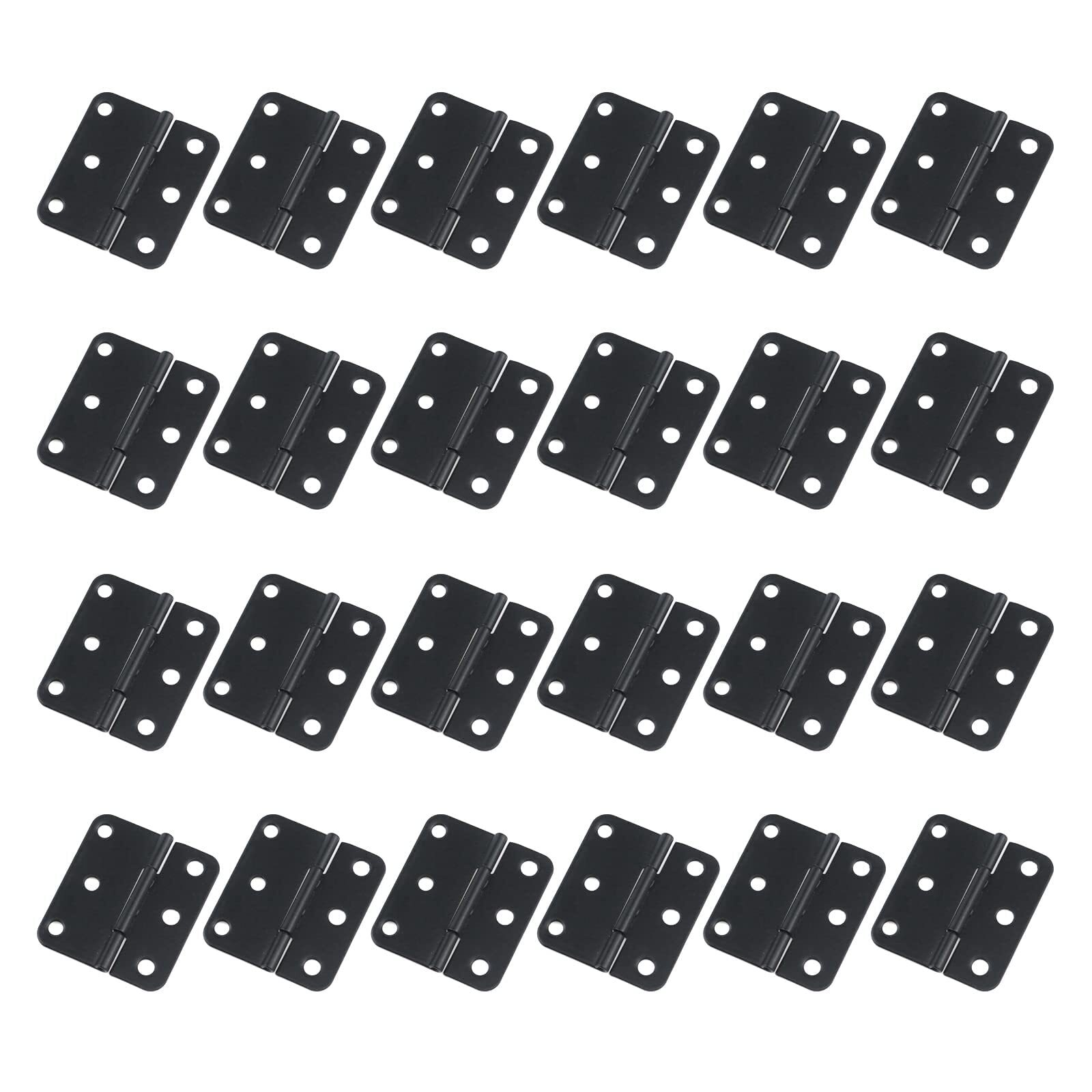 Auvotuis 24Pcs 1-1/2 Inch Length Black Metal Butt Hinges Flat Small Door Hinge