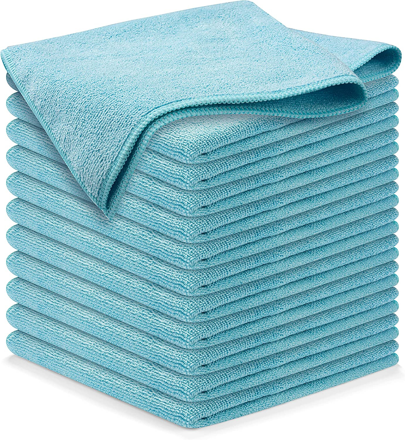 USANOOKS Microfiber Cleaning Cloth - Turq - 12Pcs (12.5X12.5 Inch) High Performa