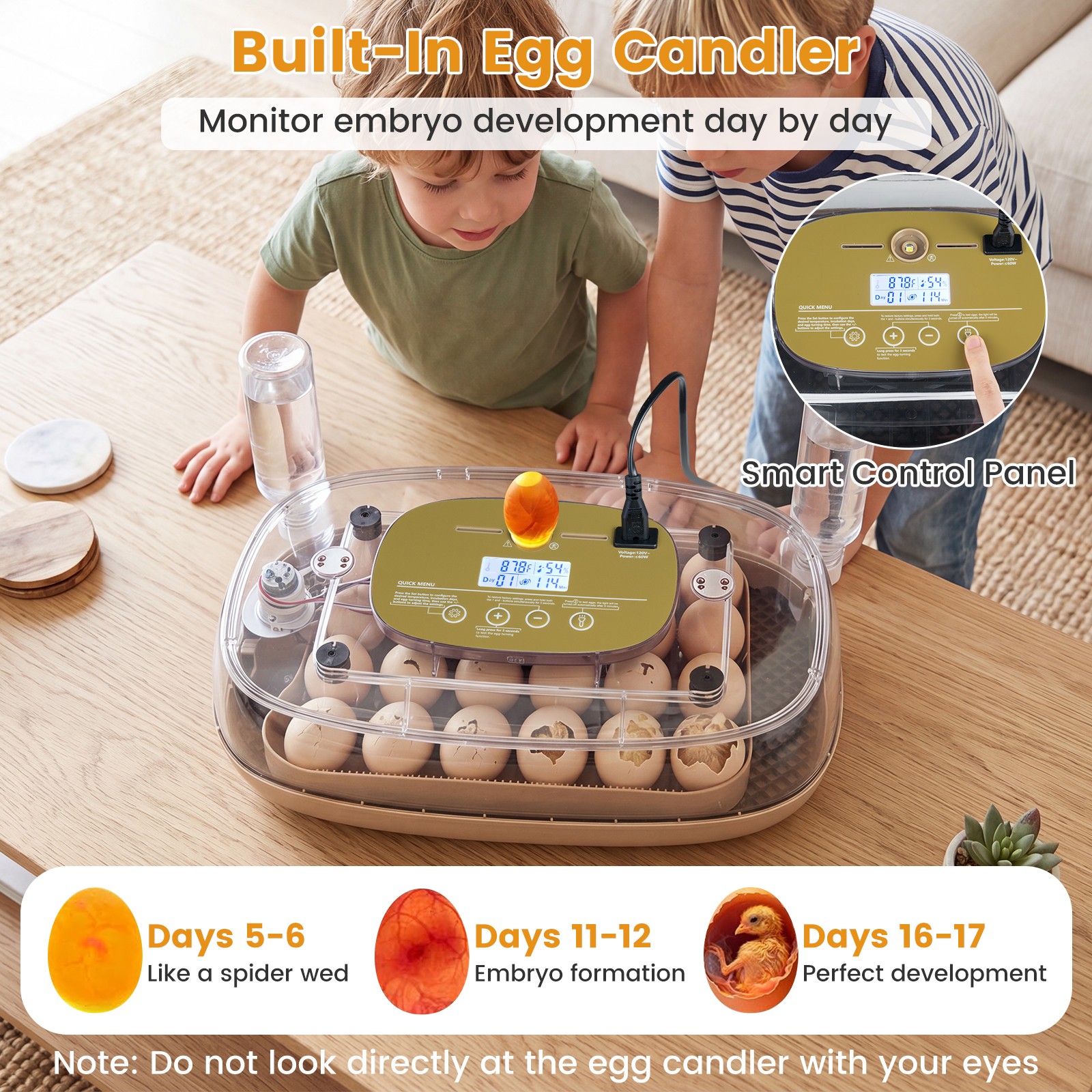 Incubator for Hatching Eggs, Automatic Egg Turner w/ Auto Water Refill, Air Vent
