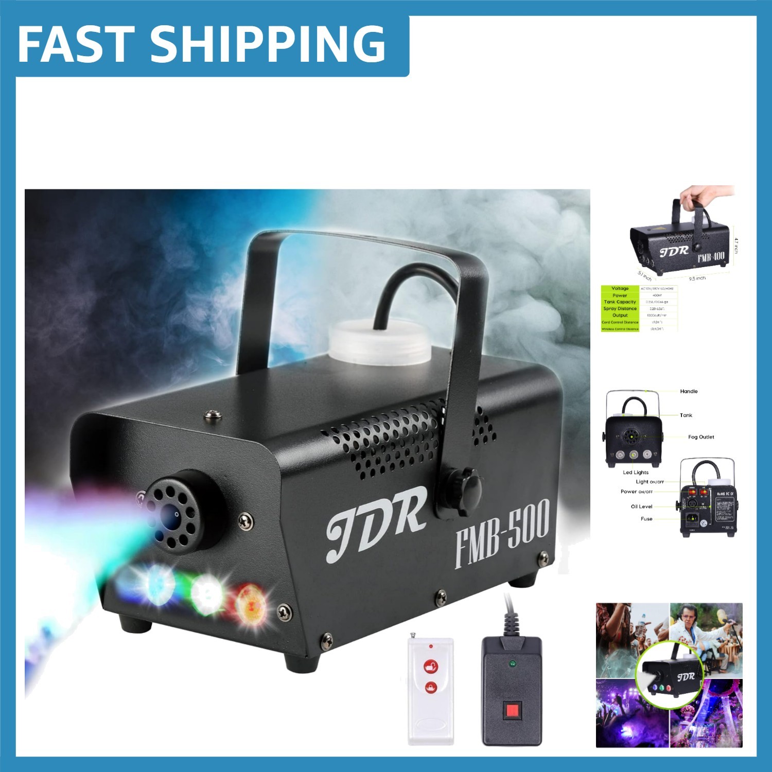 Compact Smoke Machine with 2000CFM Output: Ideal for Weddings & Halloween